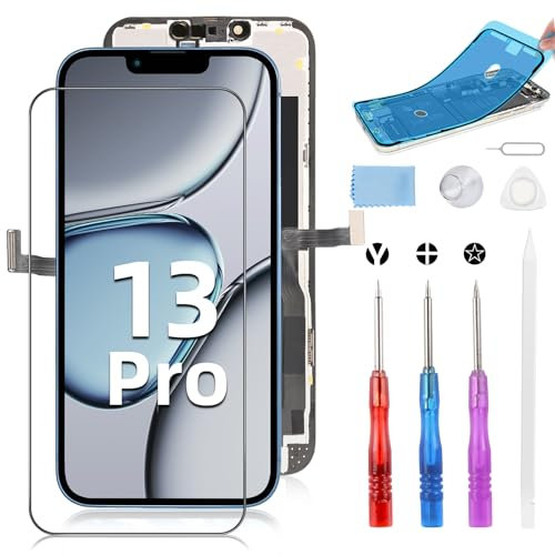 Moautodc Display für iPhone 13Pro Bildschirm Ersatz 5.4 LCD Bildschirm FHD 3D Touchscreen Digitizer Rahmen Montage und Reparaturkits, Modell A2483, A2636, A2639, A2640, A2638