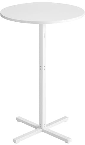 VASAGLE Bartisch, Stehtisch, Bistrotisch rund, Balkontisch Indoor, Kleiner hoher Tisch für Hausbar, Wohnzimmer und Esszimmer, 60 x 60 x 104,5 cm, einfacher Aufbau, schneeweiß LBT361W01