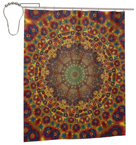 ZORIN Duschvorhang mit indischem Hippie-Motiv, Bohemian-Mandala, Blumendruck, mit 12 Haken, blickdicht, schnell trocknend, wasserdicht, Duschvorhänge, Sets für Badezimmer, 152 x 183 cm