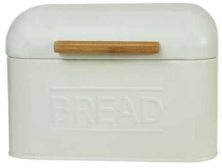 KESOTO Bread Food Storage Box, Countertop Pastry, Metal Bread Box Storage Tin with Cover, Bread Container Kitchen Storage Retro Multipurpose Organization Bin for Kitchen,7.87x7.87x5.51‘’, Ivory White