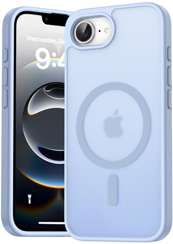 Natiiozie Magnetica Cover per iPhone 16E Compatibile con MagSafe Custodia Traslucida Opaca Posteriore, Antiurto Anti-impronta Resistente ai Graffi Protettiva Case iPhone 16E Blu