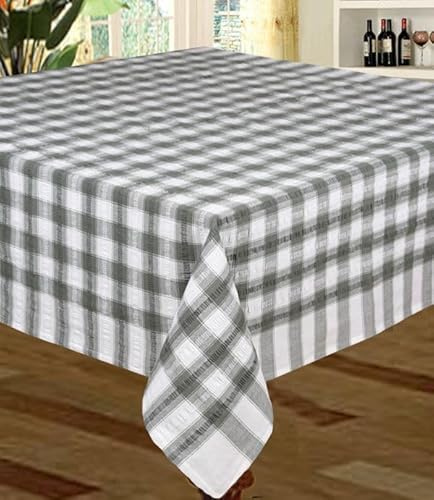 Snugglemore Seersucker 100% Cotton Tablecloth Sizes Napkins Also Available (Grey, 50 x 50)