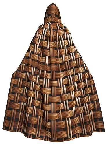 GaxfjRu Wicker Woven Grid Print Hooded Cape Medieval Viking Cloak Cape with Hood Halloween Renaissance Cloak Costume