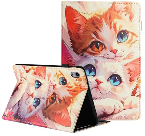 Mldjomid Funda para Lenovo Tab P11 (2nd Gen) 11.5 2023 TB350FU/ TB350XU PU Flip Protectora Carcasa con Ranura para Tarjetas Función de Soporte para Lenovo Tab P11 Gen 2 Tableta Case Cover, Dos Gatos