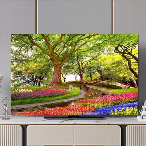 Hixingo TV Abdeckung Staubschutzhülle, 3D Landschaft Muster Schutzhülle Fernseher 32-80 Zoll TV Schutzhülle Fernsehabdeckung Fernseh Abdeckung Abdeckhaube für Fernseher (Baum,58-60inch)