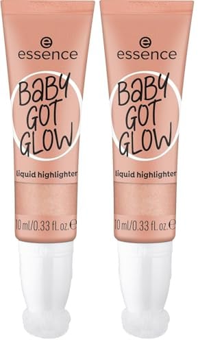 essence BABY GOT GLOW liquid highlighter, Nr. 30, Gold, definierend, Expressergebnis, Einfach zu entfernen, glänzend, vegan, ölfrei, ohne Parabene, ohne Mikroplastikpartikel, 2er Pack (10ml)