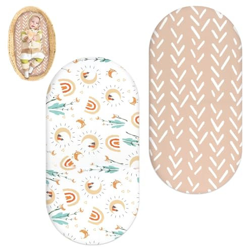 2 Stück Pack Babybett Bettlaken Spannbettlaken, 82 x 43cm Öko-text100 Gemütliche Spannbetttuch Kinderwagen Matratzenbezug Baby Matratzenschoner für Laufgitter für Wiege Geschenk Neugeborenes