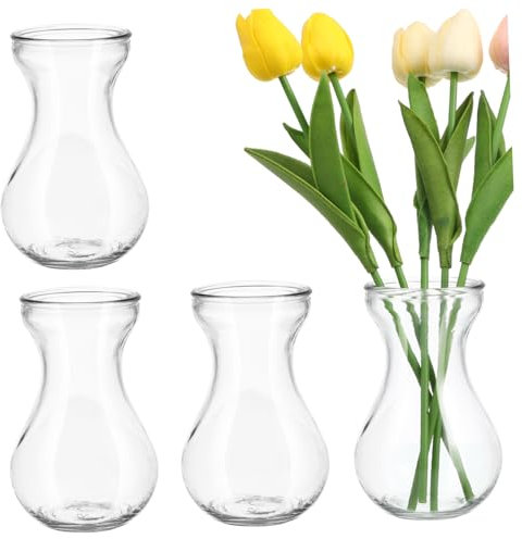 MAGICLULU 4pièces Vase Verre Transparent pour Fleurs Vases à Hydroponie Élégants pour Décoration De Bureau Et Maison Arrangements Floraux Et Focal Points Décoratifs