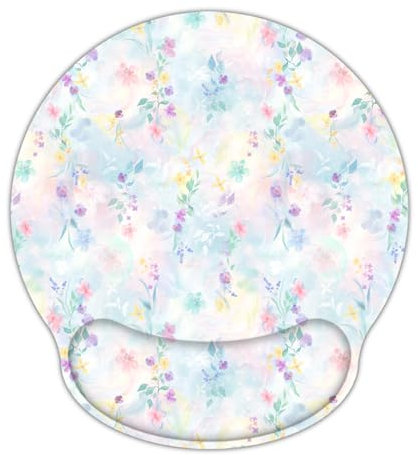 AORTDES Laptop Computer Gaming Mouse Pad with Wrist Rest Support,Ergonomic Memory Foam Mouse Mat,Non-Slip Rubber Base Office Work Desk Pad,Comfortable & Pain Relief (Colorful Flowers)