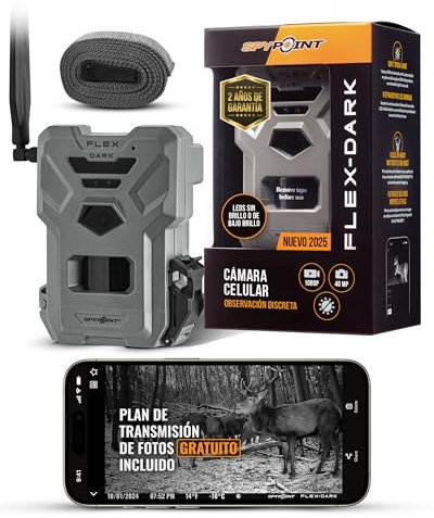 Spypoint Flex-Dark Mobilfunk-Wildkamera, 40 MP Fotos, 1080p Video + Ton, No-Glow-Kamera, Nachtsicht für die Jagd, bewegungsaktiviert, 30 m Erkennung, kein WLAN erforderlich