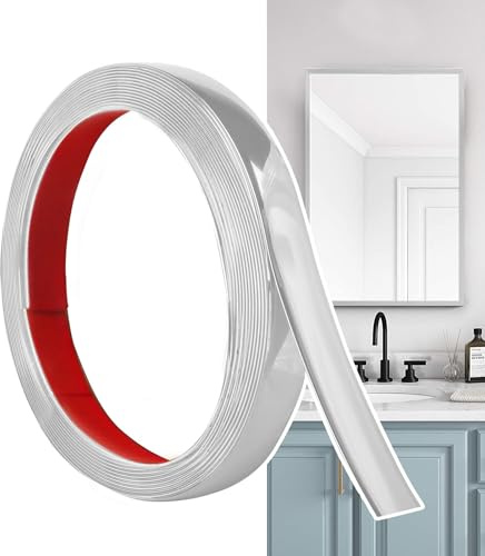 Hengrongshen Moulure Décorative Autoadhésive Argent Mat (6M x 2cm) Peler et Coller, Bandes Murales en PVC Flexibles, idéales pour Mur, Miroir, Plafond, Sol, Armoire, Carrelage, Bords, Moulures DIY