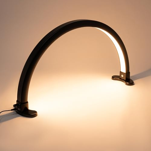Xigner Halbmondlampe 45W LED Bogenlampe 2700-5600K Desktop Halbmond Lampe 3 Helligkeitsmodi Halbmondlicht für Nageltisch, Schönheit, Maniküre, Tätowieren, wimpern (Schwarz)
