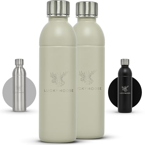 Luckymoose Infinity 2x Edelstahlflaschen Wassersprudler 0,75L – Kompatibel mit der LM Infinity Serie, Aarke Carbonator 3 und Brita SodaOne - Umweltfreundlich, bruchsicher & spülmaschinenfest