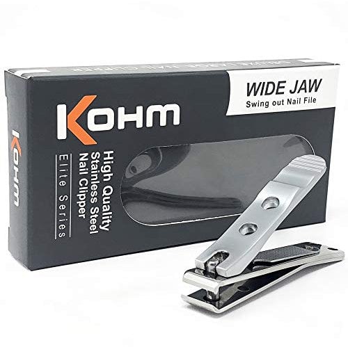 Kohm WHS-448L Heavy Duty, Straight Blade, Large Wide Jaw Toenail Clippers for Thick or Fungal Toenails for Men, Seniors, Adults