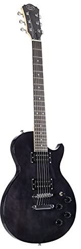 J&D L80 E-Gitarre, Single Cut, Transparent Black, Hardwood Korpus, Ahorn Hals, 22 Bünde, Ceramic Humbucker Tonabnehmer, Tune-o-Matic Brücke, Chrom Hardware, 6 Saiten