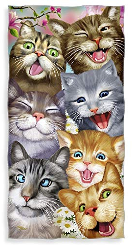 YISUMEI - Badetuch - Katzen Selfie - 70 cm x 140 cm Strandtuch
