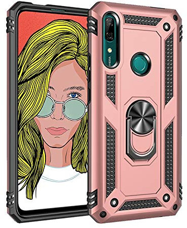 Funda para Huawei P Smart Z Carcasa ,360 grados de soporte giratorio magnético Funda para Huawei P Smart Z STK-LX1 STK-L21 / Y9 Prime 2019 STK-LX2 STK-L22 STK-LX3 STK-L03B Funda Concha Case Pink