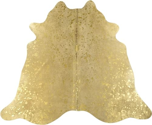generisch Kuhfell Stierfell Teppich Gold Devore ca. 210 x 200 cm Kuhfell Metallic Effekt aus Brasilien