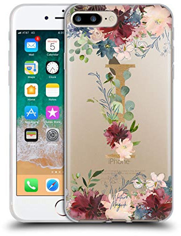 Head Case Designs Offizielle Nature Magick Buchstabe I Monogramm Blumen Gold 1 Gel Handyhülle Hülle [Militärischer Schutzgrad] Kompatibel mit Apple iPhone 7 Plus/iPhone 8 Plus