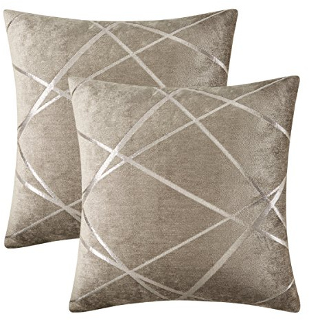 GIGIZAZA Samt Kissenbezug Kissenbezüge 60x60 cm Braun Kissenhülle Dekokissen Fall für Sofa Schlafzimmer Wohnzimmer 2er Set