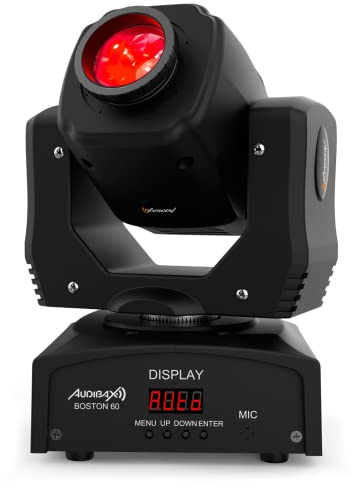 Audibax Boston 60 - Cabeza Móvil LED Spot de 60W - Luz LED DMX para Discoteca - Foco Profesional Móvil - 1 Luz Blanca Spot y 7 Colores - Flash con Múltiples Modos de Control - Iluminación de Escenario