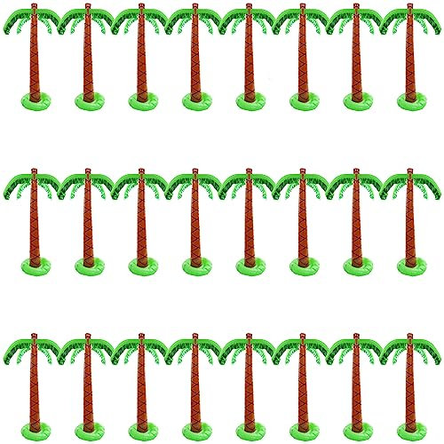 Lot de 24 palmiers gonflables - 152,4 cm - Accessoire de fête hawaïenne tropicale d'été