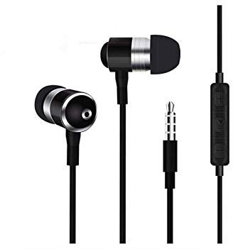 Metal Earphones for ONEPLUS 8 with Microphone and Remote Control Hands-Free In-Ear Kit (Black)