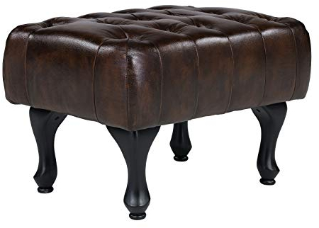 Woodkings® Chesterfield Pittsfield Hocker Echtleder braun Polstermöbel antik Designhocker Federkern unikat Herrenzimmer englisches Leder Stilhocker