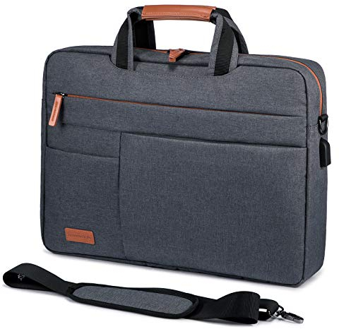 LOVEVOOK Borsa Porta PC 15,6 Pollici Impermeabile a Tracolla per Laptop, Notebook, Lavoro - Uomini, Donne, Insegnanti, Affari, Viaggi, Scuola, Universitari - Grigio Scuro