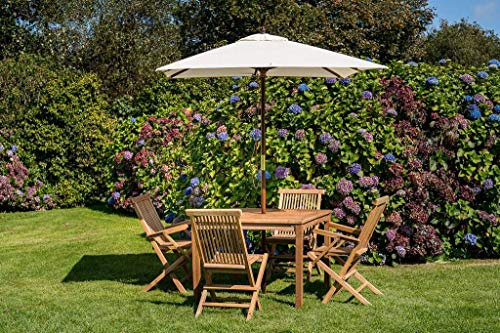 Cream 1.8m Square Wooden Garden Parasol