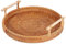 Liseng 24cm Rattan Round Serving Tray with Handles, Decorative Display Tray Storage Desktop Organiser for coffee, Breakfasts, Tea, Candle, Hotel Toiletries