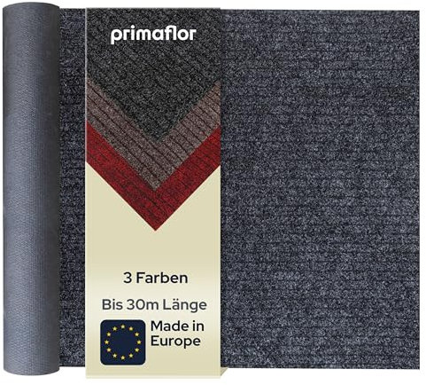 Primaflor Sauberlauf nach Maß - Valencia, Anthrazit, 2,00m x 3,00m, Rutschfester Schmutzfangläufer Meterware, Robuster Küchenläufer, Zuschneidbarer Teppichläufer, Eingangsmatte für Flur und Windfang