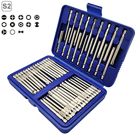 50 Stück Hex Schraubendreher Bits Set, S2 Sechskant Bit Bohrer Set, 75 mm Torx-Schraubendreher-Sets Magnetisch Elektrowerkzeuge Reparatur-Kits mit Aufbewahrungsbox (Beschichtung)