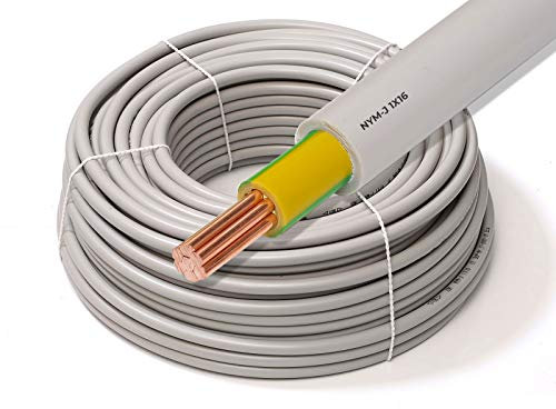 XMediasat NYM-J Kabel Erdungsleitung/Erdungskabel/Potentialausgleich (NYM-J, 1 x 16 mm², grau, 10 Meter)