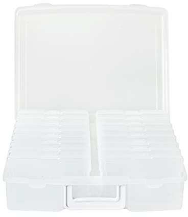 Novelinks 4 x 6 Photo Organizer Box With Handle - 16 Inner Cases for Picture Storage (White)