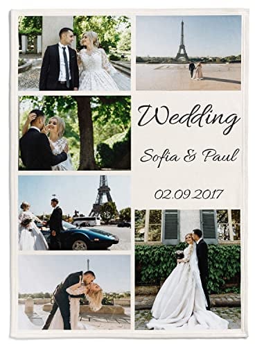 Personalisedog Fotodecke Decke mit Eigenem Foto & Text | Super Weiche Fleecedecke Minky-Decke Fotocollage (6 Foto)