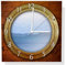 Wallario Design Wanduhr Guckloch aus dem Boot aus Aluverbund, Alu-Uhr Größe 30 x 30 cm, weiße Zeiger mit Metalloptik