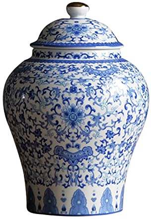LOVIVER Chinesischer Stil Keramik Bud Vase Decor asiatische Decor Trockenblumenvase 1300 ml Porzellanglas, 19,5 * 13 cm, Stil d