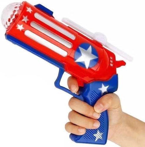 YSAMAX Flashing Light Windmill Gun, Lightweight, Hand-Eye Coordination, Attractive Sound Toy For Kids, Best Gift Choice - Pack Of 1