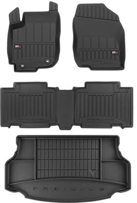 OMAC Fußmatten & Kofferraumwanne Set kompatibel mit Toyota RAV4 2013-2019 Schwarz Gummi 5X