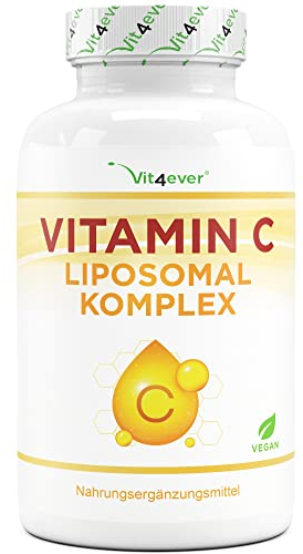 Vitamine C liposomale - 240 gélules végétaliennes - Premium : hautement dosée avec 1000 mg de vitamine C pure par jour - biodisponibilité particulièrement élevée