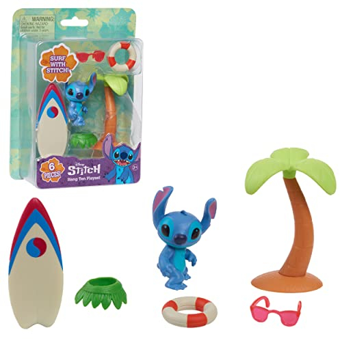 STITCH Disney, Coffret Surf, avec 1 Figurine, et Accessoires Autour du Surf, Jouets pour Enfants à partir de 3 Ans, GIOCHI PREZIOSI, TTC20