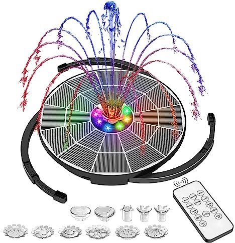 AISITIN 3.5W LED Solar Water Fountain, Upgraded Remote Control Solar Powered Fountain Pump with 3000mAh Battery & 4 Fixer, Outdoor Water Feature Solar Fountain Pump for Bird Bath, Garden, Pond