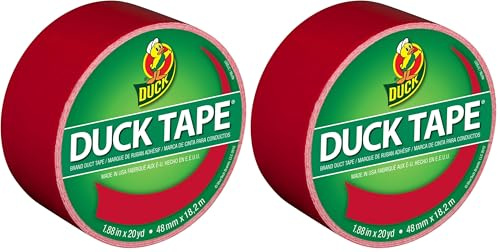 Duck Tape Solid Colours Red. Repair, craft, personalise, decorate and educate - 48mm X 18.2m (Pack of 2)