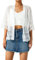 Edhomenn Women Sheer Shrug Cardigan Short Sleeve Solid Color Lace Patchwork Lightweight Knit Shrugs Ladies Bolero Cardigans (A-White, XL)