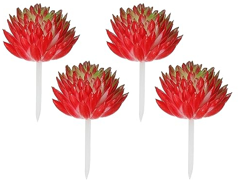 PATIKIL Mini Künstliche Sukkulenten 4 Pack Ungetopfte Falsche Sukkulenten Einsätze Falsche Sukkulenten Pflanzen für Haus Landschaft Dekoration Rot Grün