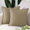 Madizz 2er Set Polyester- Leinen Kissenbezügen Weiche dekorative Kissenbezüge für Sofa Schlafzimmer Kissenhülle Taupe 40x40 cm Quadrat