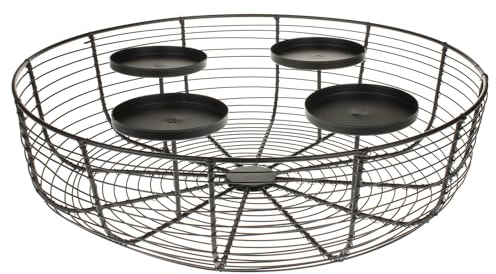 MACOSA CP31899 Adventskranz schwarz Metall 36 cm modern Elegantes Adventsgesteck 4 Kerzenhalter Tisch-Dekoration Advent Weihnachtsdeko Metallkranz Drahtkranz Dekokranz