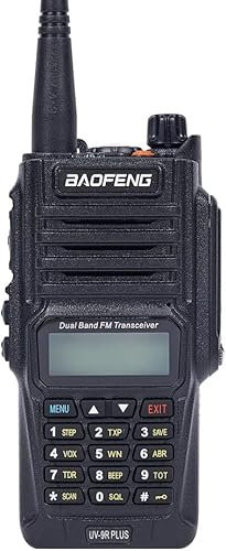 BAOFENG UV-9R Plus 8-Watt IP67 Dual Band Rechargeable Two-Way Radio (144MHz-146MHz VHF & 430MHz-440MHz UHF) Includes Full Kit, Black