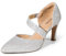 DREAM PAIRS Damen High Heels Pumps Kleid Geschlossene Spitze Zehenpartie Bequeme Pumps Schuhe für Arbeit Büro Hochzeit Tanzen,Size 38,Silber-Glitzer,SDPU2350W